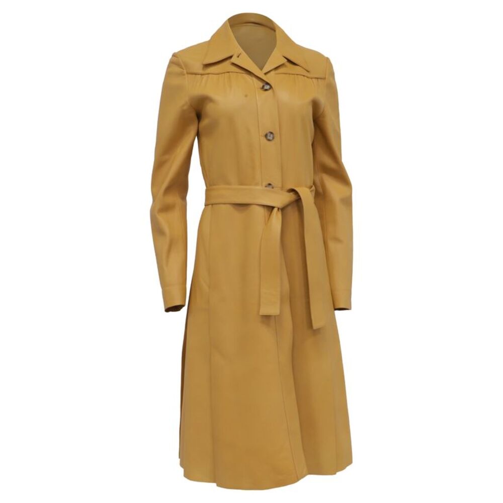 Prada Vintage 2000's Trench Coat in Yellow Leather